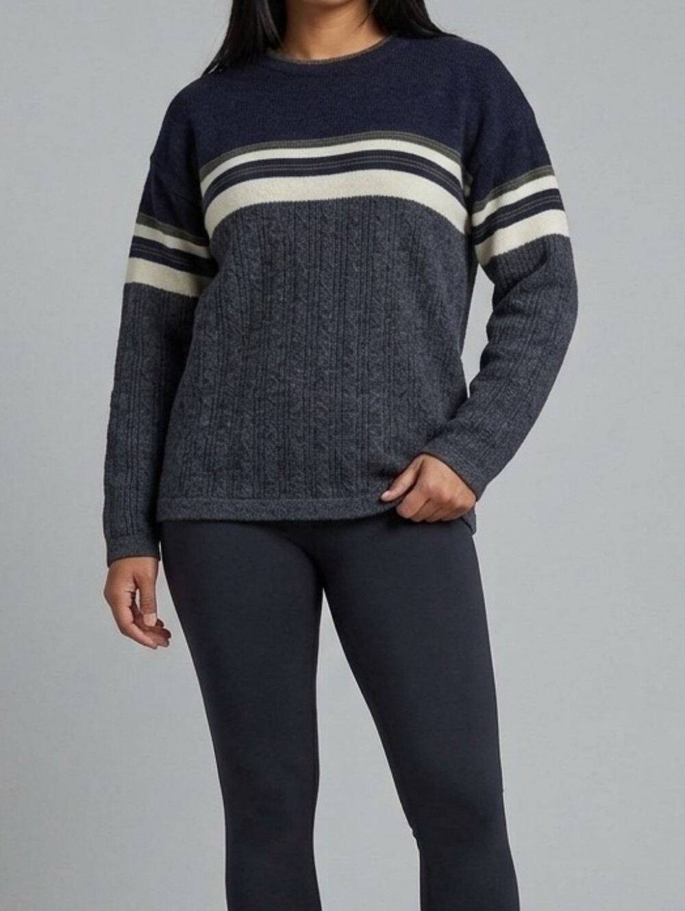 Vintage Canyon River Blues Striped Knit Sweater - Youth L (14-16)